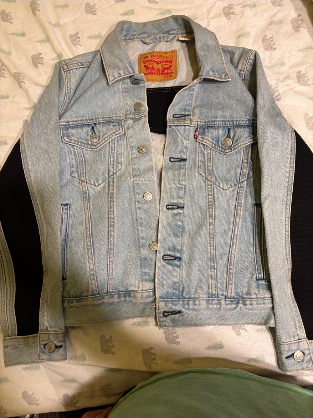 Levi's Light Wash Denim Jacket with Black Sleeves